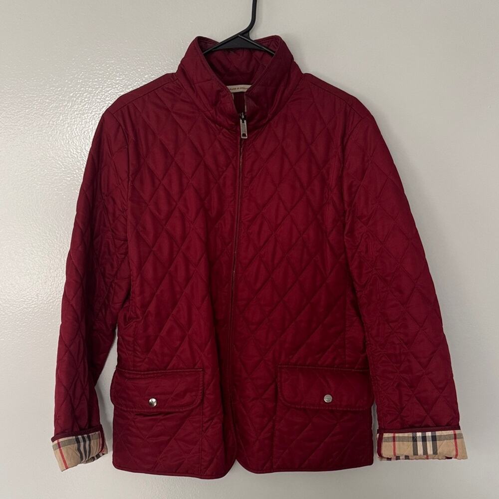 Burberry Women's Guilted Plaid Nova Check Burgundy Size L